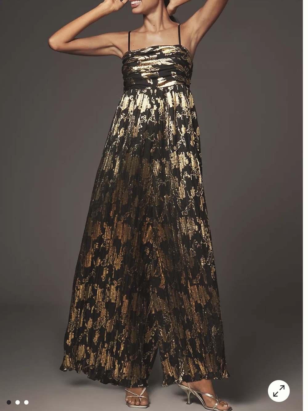 Anthropologie Hutch Mabel Foil Floral Pleated Jumpsuit Size S
